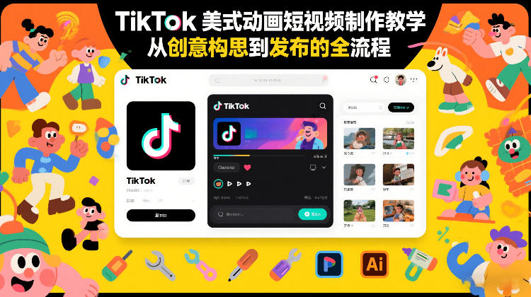 TikTok美式动画短视频制作教学，从创意构思到发布的全流程-网亿资源平台