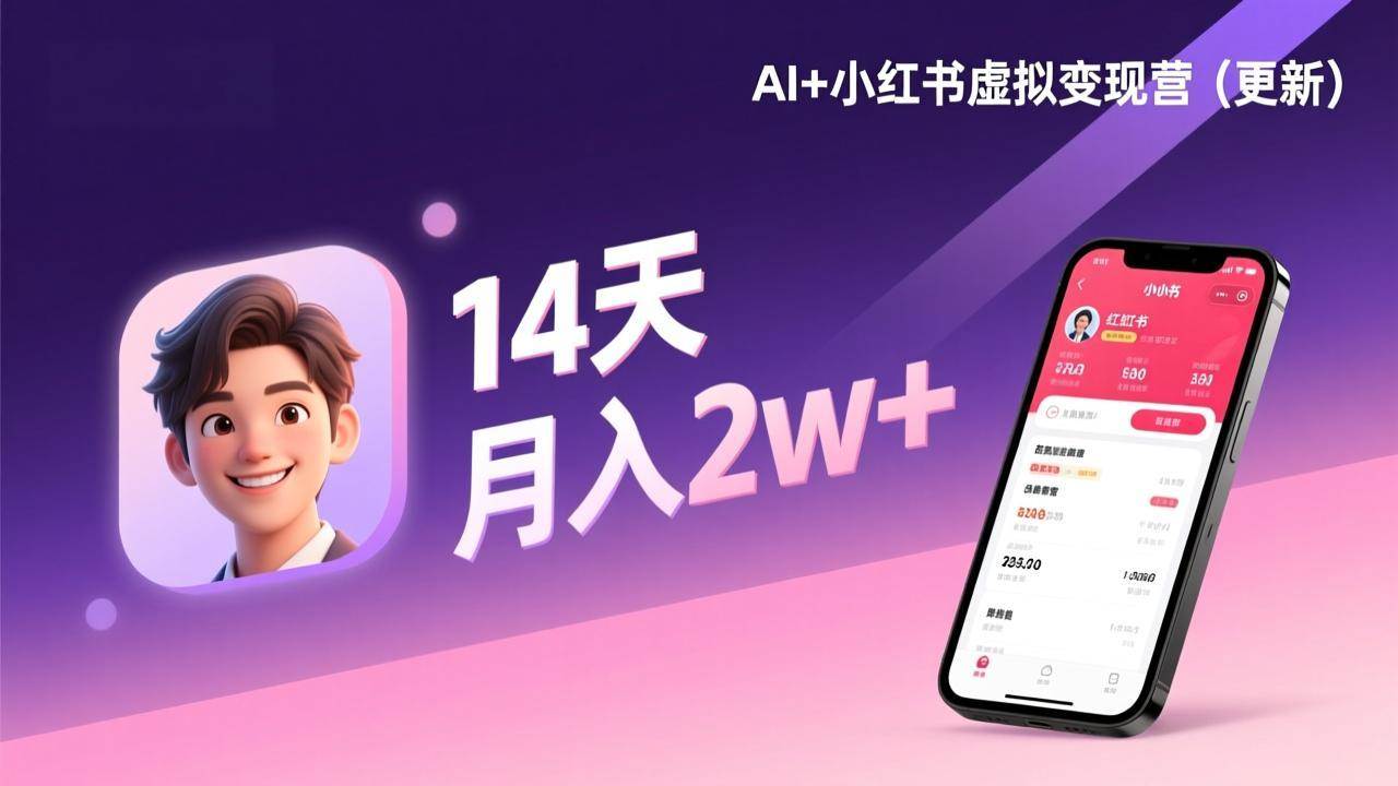 （17275期）AI+小红书虚拟变现营（更新），14天掌握选品、笔记、成交，打造自动化月入2w+事业-网亿资源平台