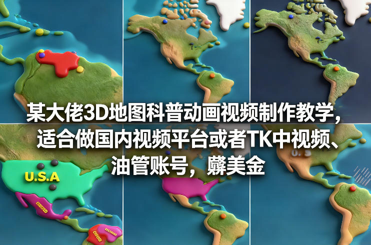某大佬3D地图科普动画视频制作教学,适合做国内视频平台或者TK中视频、油管账号,賺美金-邪修侠 - 演示
