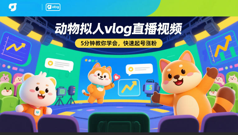 动物拟人vlog直播视频，5分钟教你学会，快速起号涨粉-邪修侠