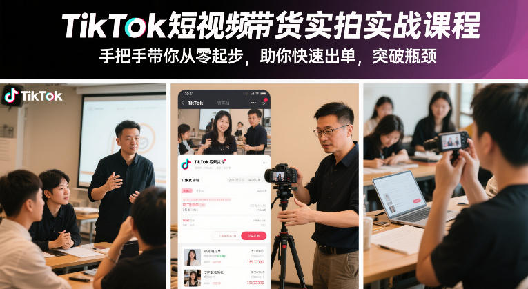 TikTok短视频带货实拍实战课程,手把手带你从零起步,助你快速出单,突破瓶颈-邪修侠