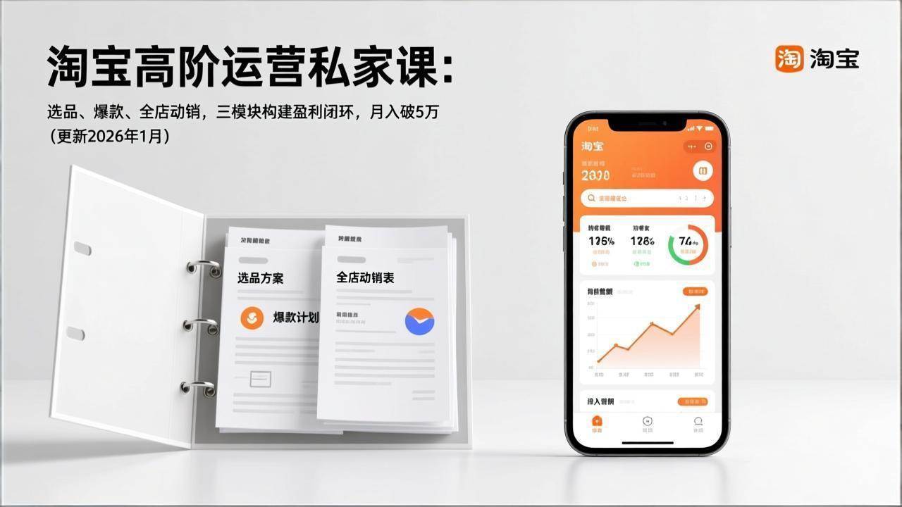 （17280期）淘宝高阶运营私家课：选品、爆款、全店动销，三模块构建盈利闭环，月入破5万（更新26年1月）-网亿资源平台