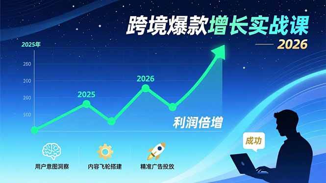 （17279期）跨境爆款增长实战课，教授用户意图洞察、内容飞轮搭建、精准广告投放，助力卖家2026年利润倍增-网亿资源平台