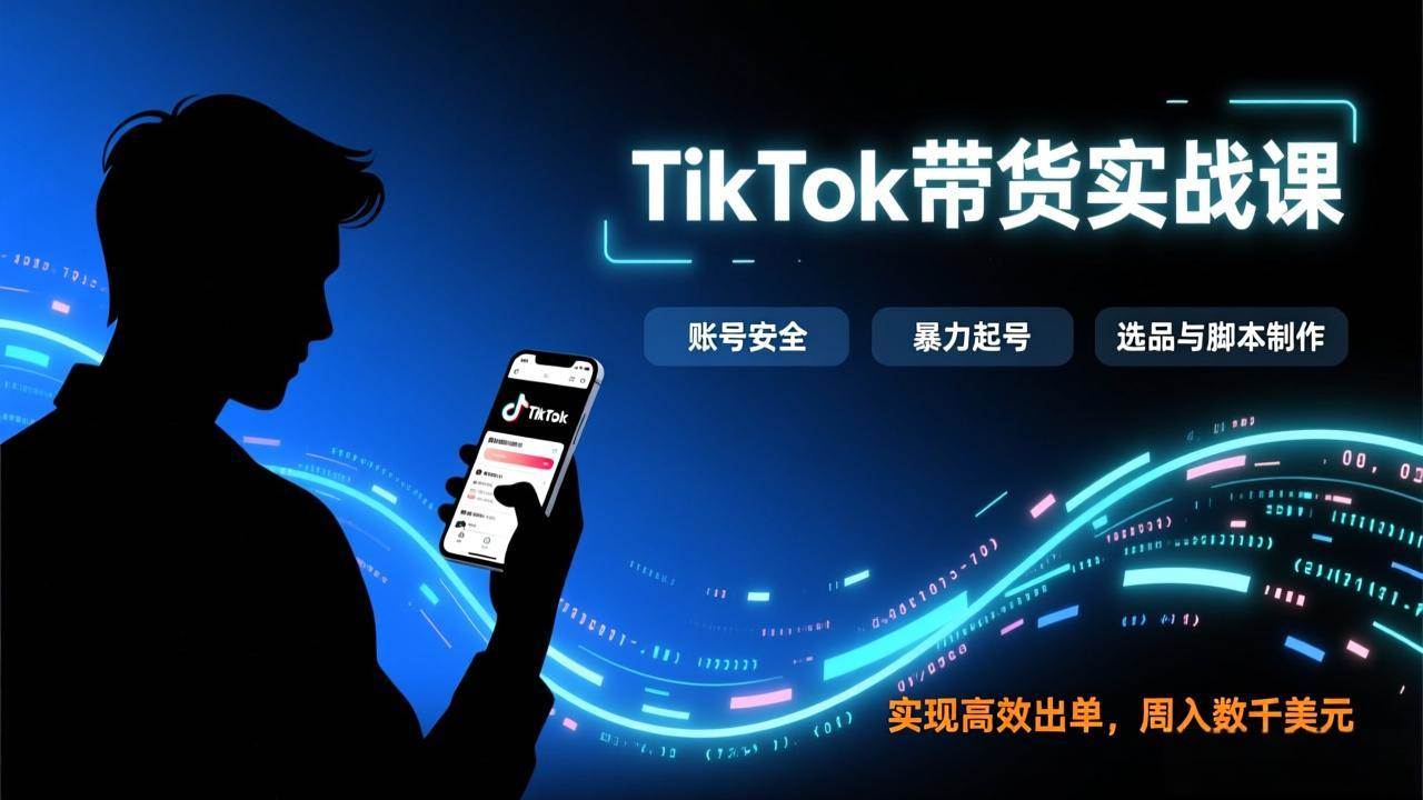 （17278期）TikTok带货实战课，涵盖账号安全、暴力起号、选品与脚本制作，实现高效出单，周入数千美元-网亿资源平台