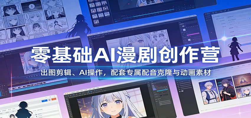 零基础AI漫剧创作营:出图剪辑、AI操作,配套专属配音克隆与动画素材-邪修侠