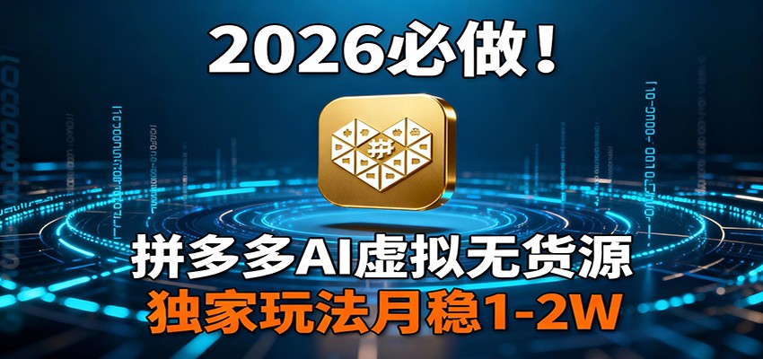2026 必做！拼多多 AI 虚拟无货源，独家玩法月稳 1-2W-邪修侠 - 演示
