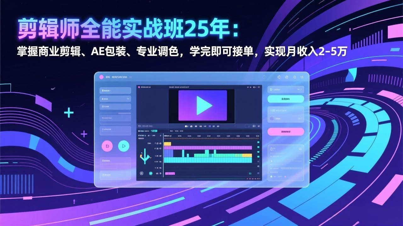 （17294期）剪辑师全能实战班25年：掌握商业剪辑、AE包装、专业调色，学完即可接单，实现月收入2-5万-网亿资源平台