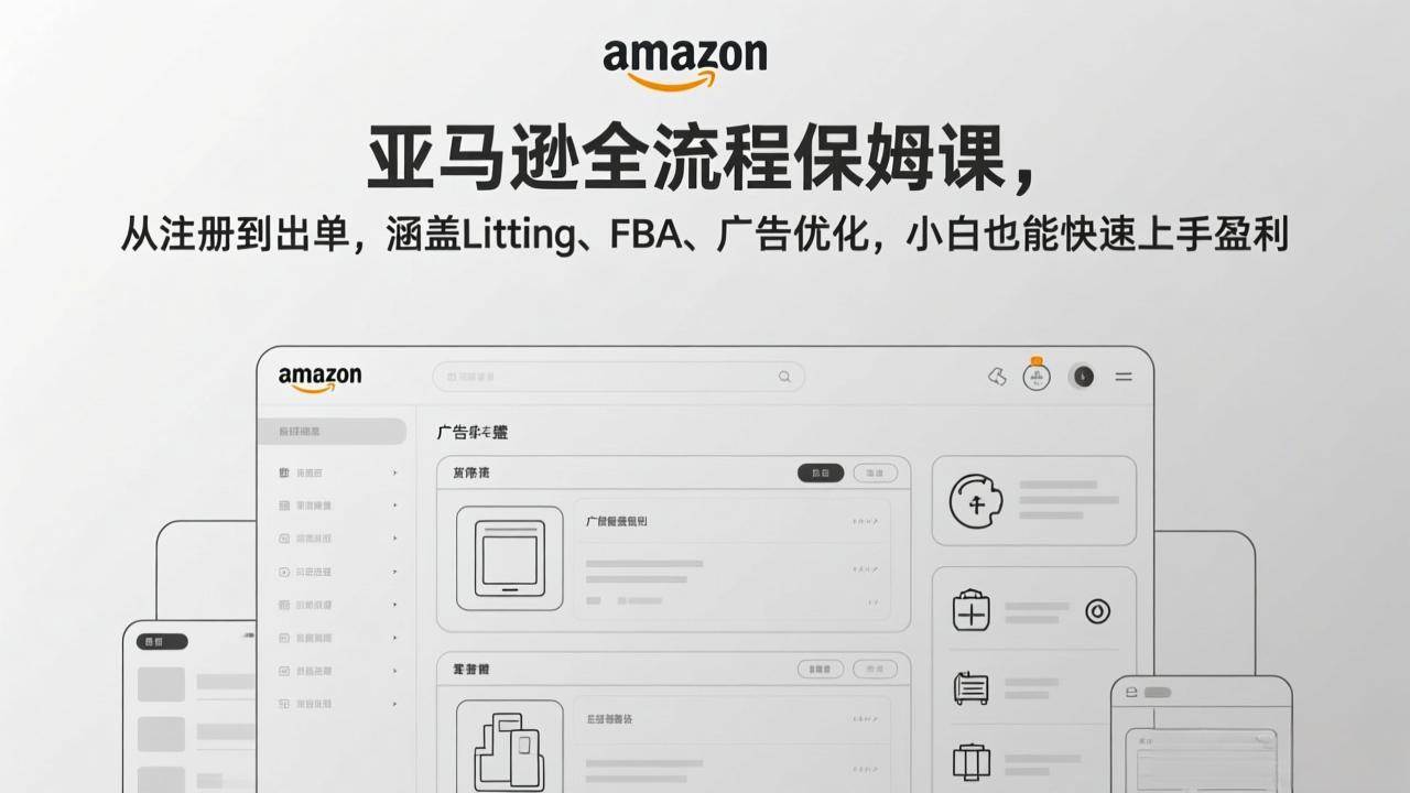 （17293期）亚马逊全流程保姆课，从注册到出单，涵盖Listing、FBA、广告优化，小白也能快速上手盈利-网亿资源平台