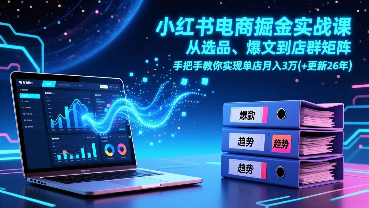 （17290期）小红书电商掘金实战课，从选品、爆文到店群矩阵，手把手教你实现单店月入3万+(更新26年)-网亿资源平台