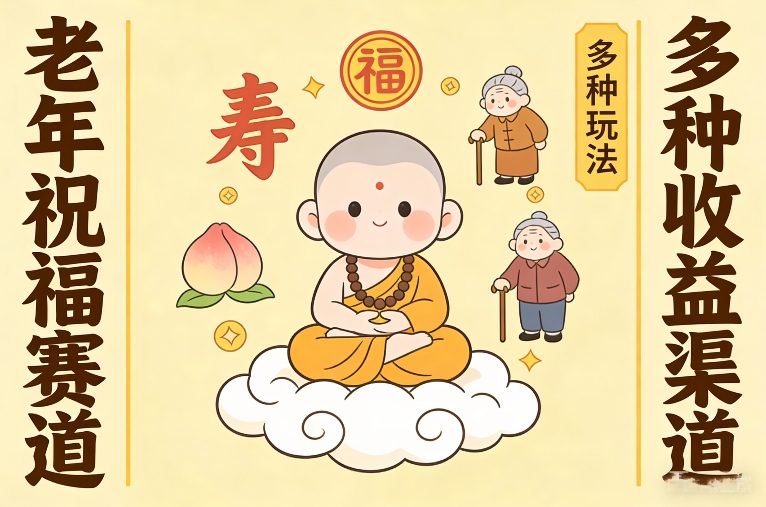 老年祝福赛道，漫画+小佛陀，多种玩法+多种收益渠道【附详细教程】-网亿资源平台