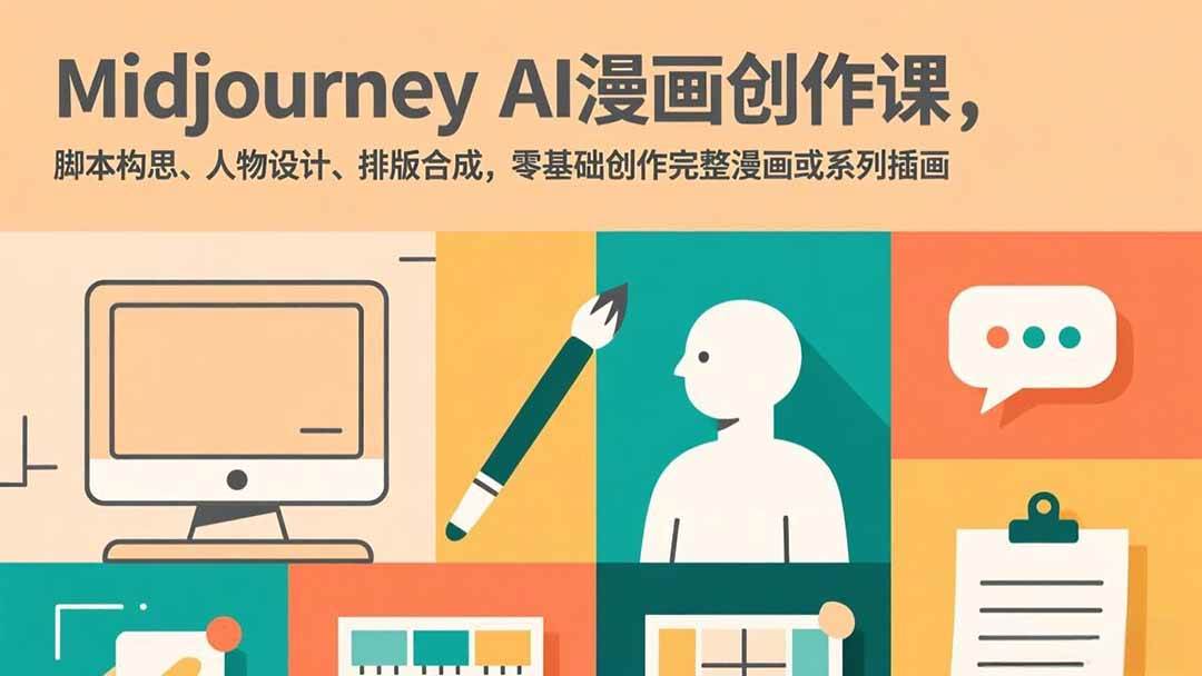 （17299期）Midjourney AI漫画创作课，脚本构思、人物设计、排版合成，零基础创作完整漫画或系列插画-网亿资源平台