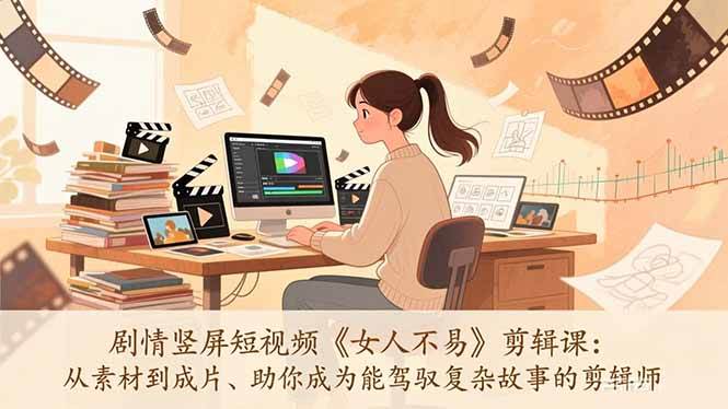 （17305期）剧情竖屏短视频《女人不易》剪辑课：从素材到成片、助你成为能驾驭复杂故事的剪辑师-网亿资源平台