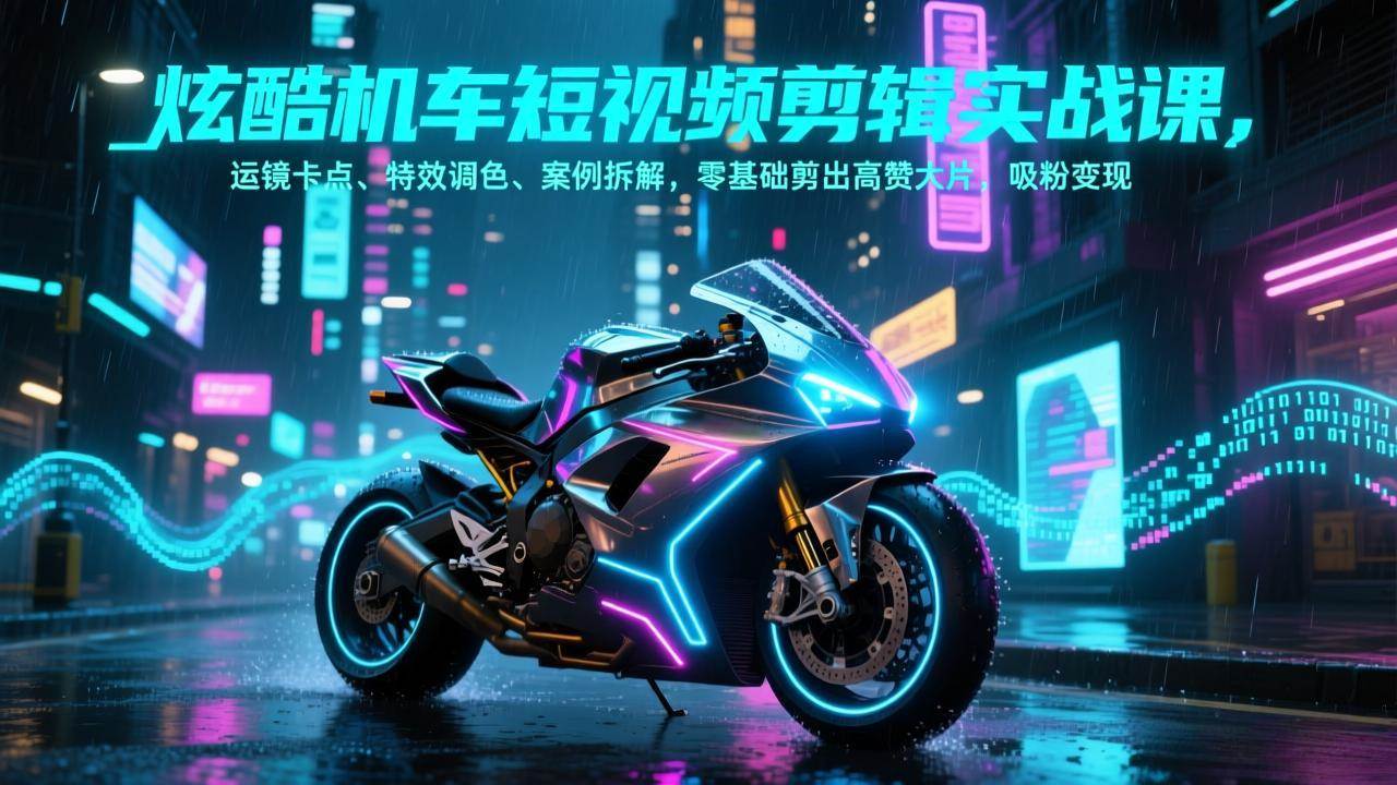 （17304期）炫酷机车短视频剪辑实战课，运镜卡点、特效调色、案例拆解，零基础剪出高赞大片，吸粉变现-网亿资源平台