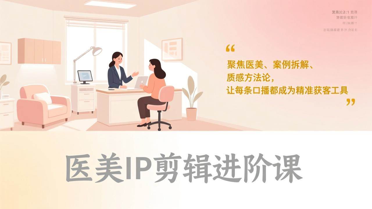 （17303期）医美IP剪辑进阶课，聚焦医美、案例拆解、质感方法论，让每条口播都成为精准获客工具-网亿资源平台