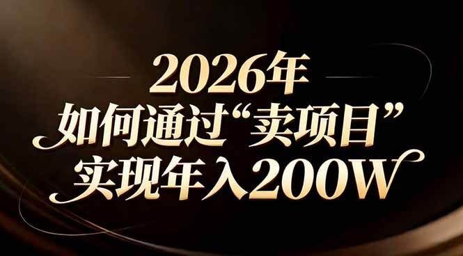 （17309期）站在2026年的十字路口：一个普通人如何通过卖项目实现年入200万-网亿资源平台