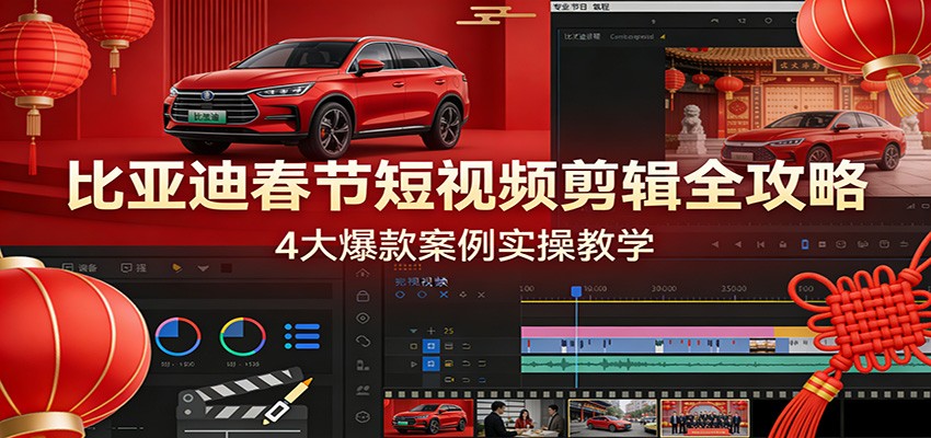 比亚迪春节短视频剪辑全攻略,4大爆款案例实操教学-邪修侠