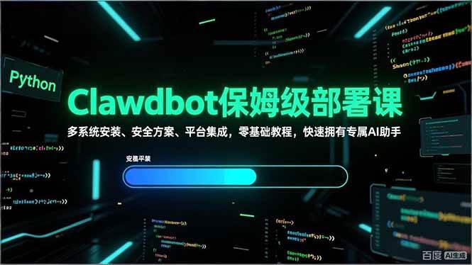 （17343期）Clawdbot保姆级部署课，多系统安装、安全方案、平台集成，零基础教程，快速拥有专属AI助手-网亿资源平台