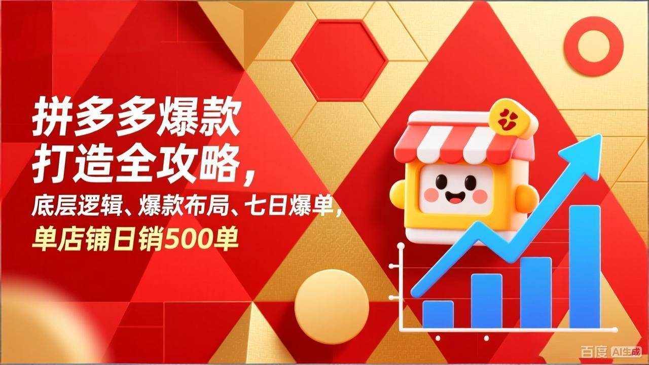 （17346期）拼多多爆款打造全攻略，底层逻辑、爆款布局、七日爆单，单店铺日销500单-网亿资源平台