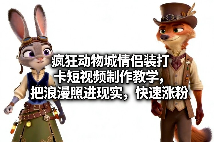 疯狂动物城情侣装打卡短视频制作教学，把浪漫照进现实，快速涨粉-邪修侠 - 演示
