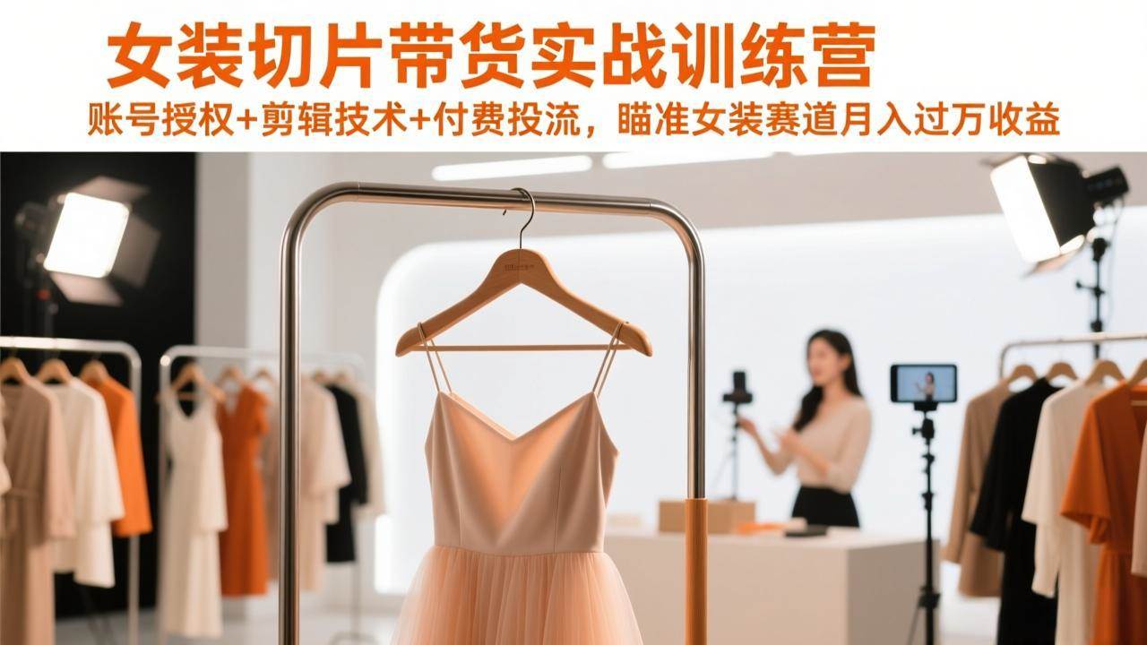 （17357期）女装切片带货实战训练营，账号授权+剪辑技术+付费投流，瞄准女装赛道月入过万收益-网亿资源平台