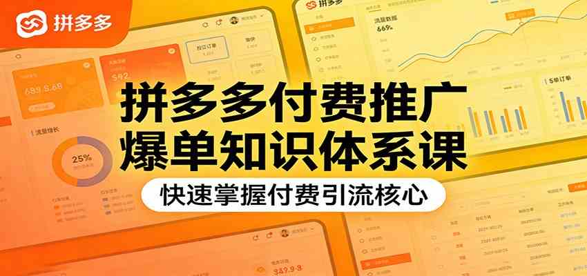 拼多多付费推广爆单知识体系课，快速掌握付费引流核心-网亿资源平台