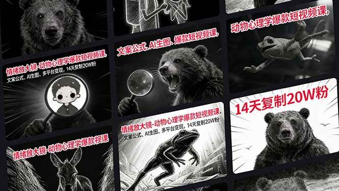 （17376期）情绪放大镜-动物心理学爆款短视频课，文案公式、AI生图、多平台变现，14天复制20W粉-网亿资源平台