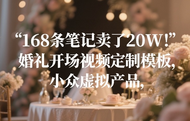 168条笔记卖了20W！婚礼开场视频定制模板，小众虚拟产品-网亿资源平台