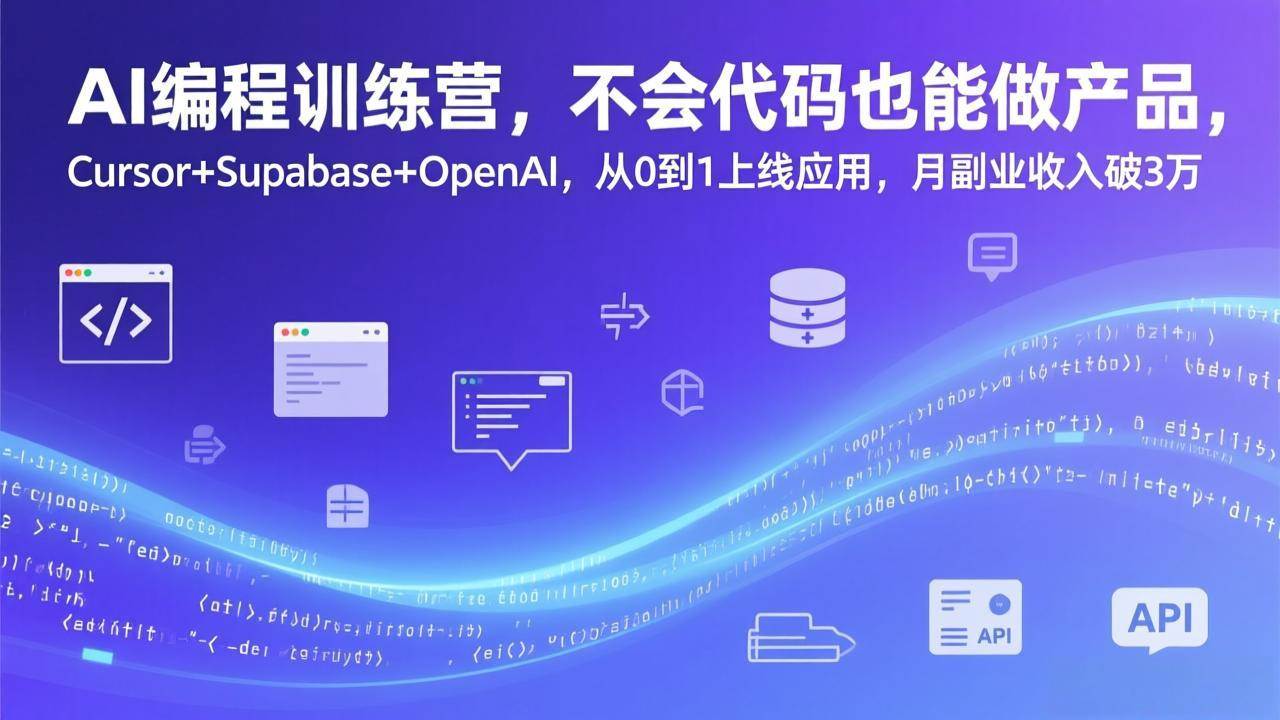 （17388期）AI编程训练营，不会代码也能做产品，Cursor+Supabase+OpenAI，从0到1上线应用，月副业收入破3万-网亿资源平台