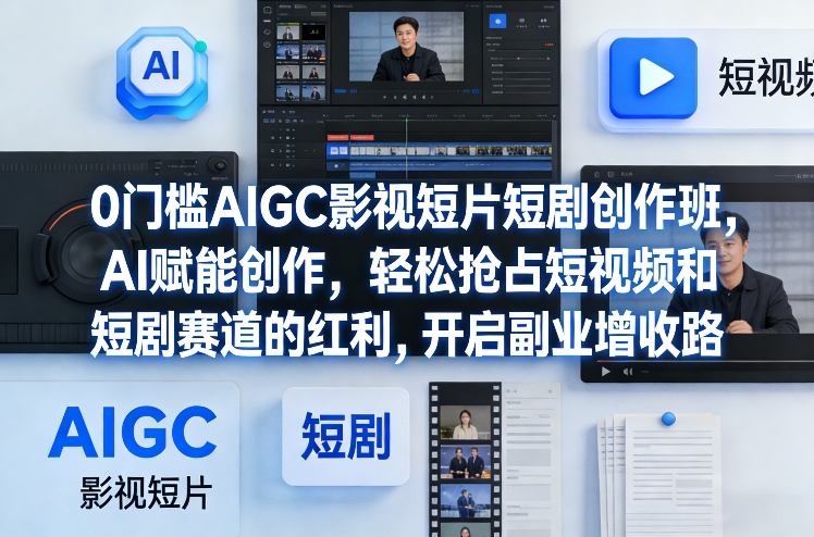 0门槛AIGC影视短片短剧创作班，AI赋能创作，轻松抢占短视频和短剧赛道的红利，开启副业增收路-邪修侠