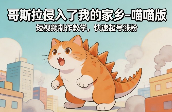哥斯拉侵入了我的家乡–喵喵版短视频制作教学，快速起号涨粉-网亿资源平台