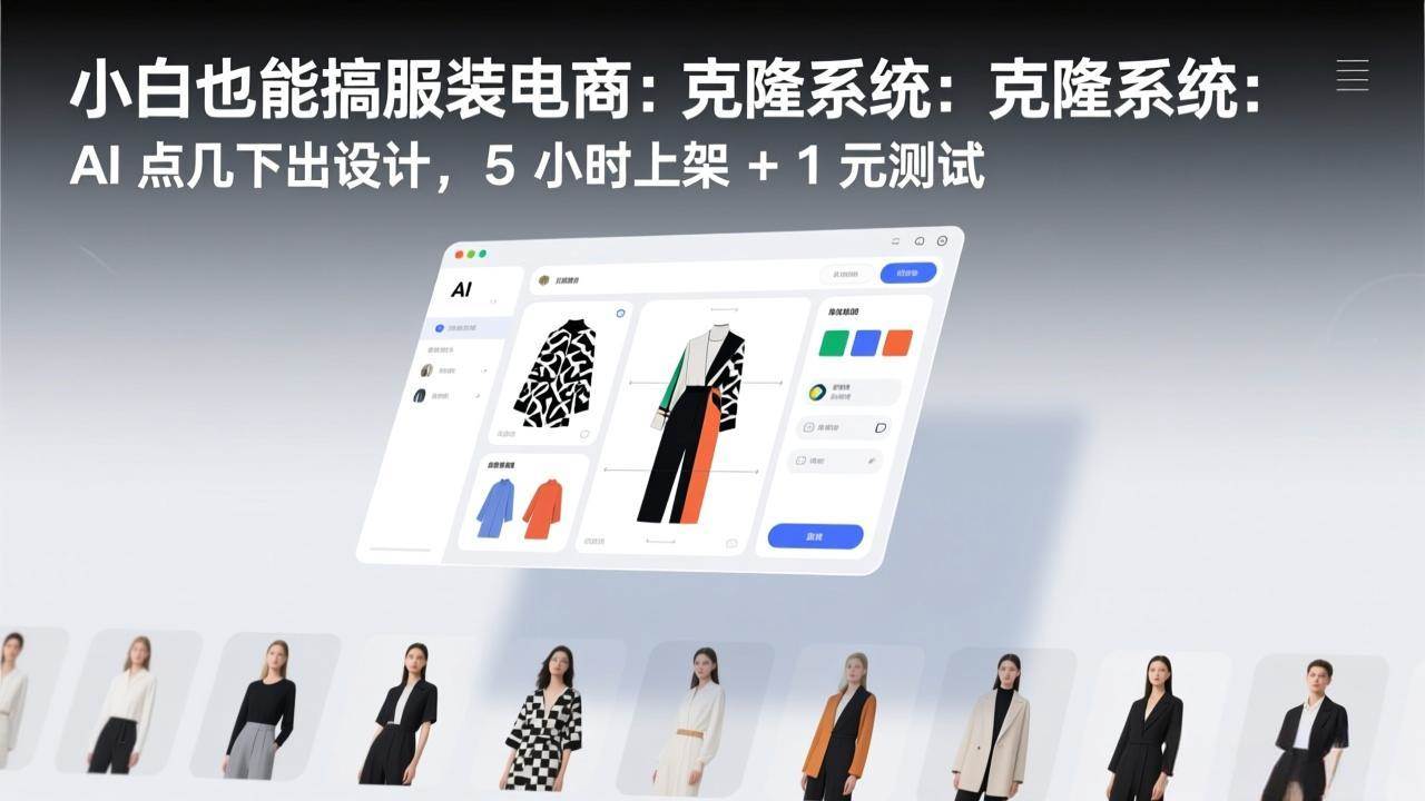 （17411期）小白也能搞服装电商：克隆系统：AI 点几下出设计，5 小时上架 + 1 元测试-网亿资源平台