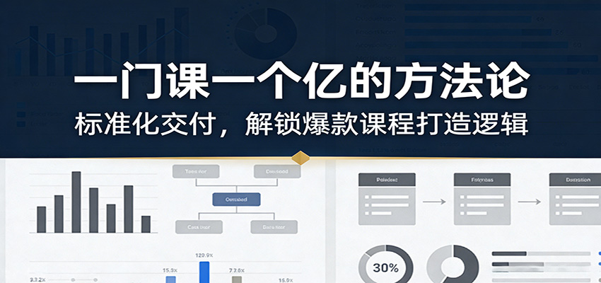 一门课一个亿的方法论：标准化交付，解锁爆款课程打造逻辑-网亿资源平台