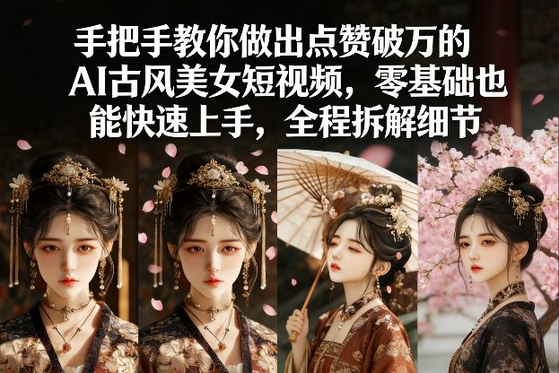 手把手教你做出点赞破万的AI古风美女短视频,零基础也能快速上手,全程拆解细节-邪修侠 - 演示