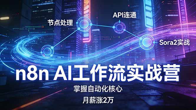 （17458期）n8n AI工作流实战营，节点处理+API连通+Sora2实战，掌握自动化核心月薪涨2万-网亿资源平台