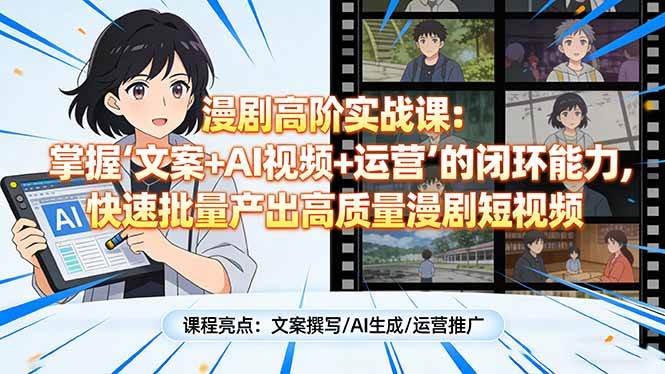 （17461期）漫剧高阶实战课：掌握“文案+AI视频+运营”的闭环能力，快速批量产出高质量漫剧短视频-网亿资源平台