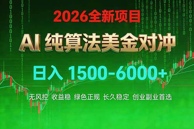 （17466期）2026 全新美金对冲项目，不套平台赠金，不封号，纯算法对冲，日入 1500-6000+-网亿资源平台