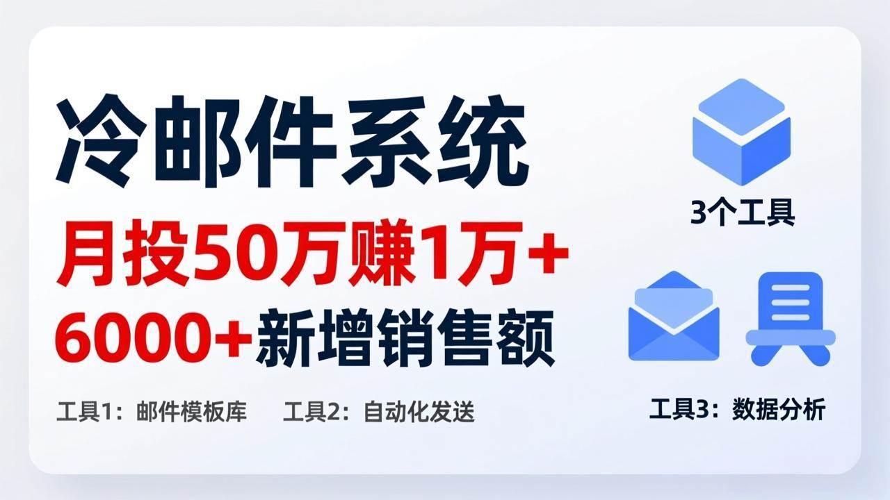 (17469期)月投 50 刀赚 1 万 +!冷邮件系统:6000 + 新增销售额,靠 3 个工具轻松搞-网亿资源平台