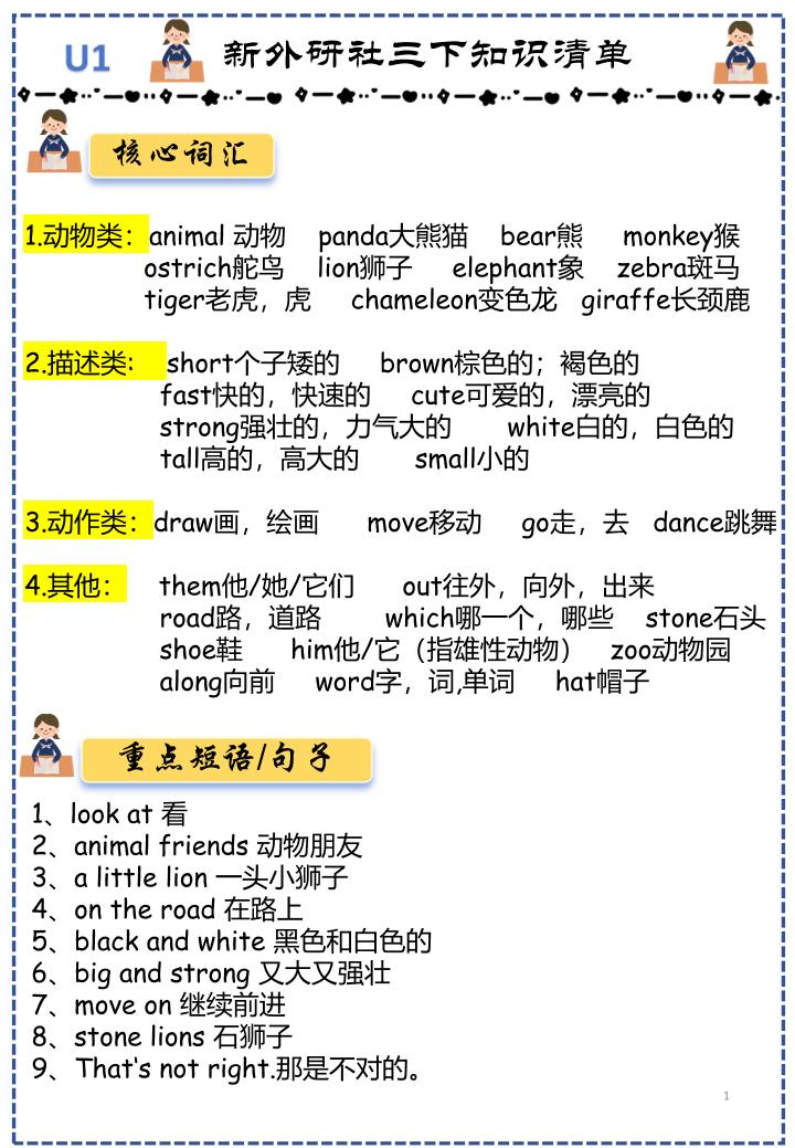 三下外研版英语知识点清单12页-皓哥创业笔记