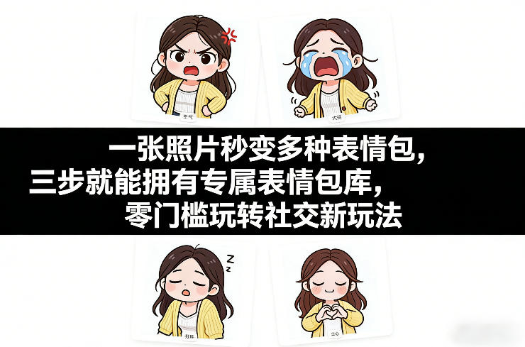 一张照片秒变多种表情包,三步就能拥有专属表情包库,零门槛玩转社交新玩法【文档】-邪修侠 - 演示