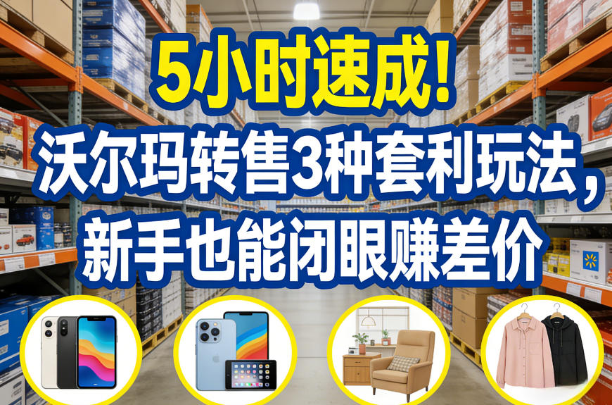 5小时速成！沃尔玛转售3种套利玩法，新手也能闭眼賺差价-网亿资源平台