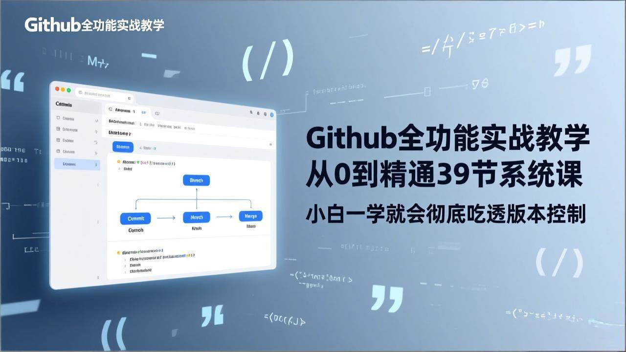 （17501期）GitHub-全功能实战教学，从0到精通39节系统课，小白一学就会彻底吃透版本控制-网亿资源平台