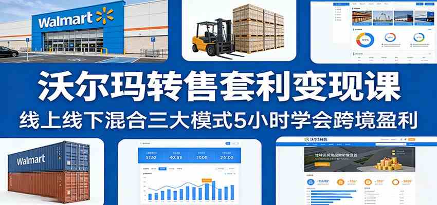 沃尔玛转售套利变现课：线上线下混合三大模式5小时学会跨境盈利-网亿资源平台