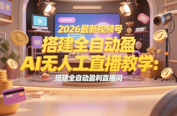 2026最新视频号AI无人直播教学：搭建全自动盈利直播间，低成本开启副业变现-网亿资源平台