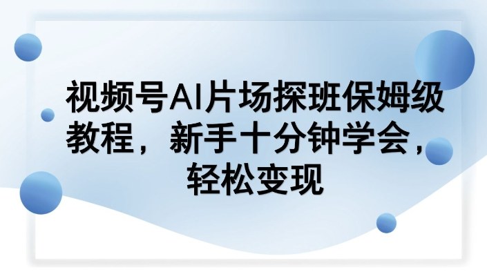 视频号AI片场探班保姆级教程，新手十分钟学会，轻松变现-邪修侠
