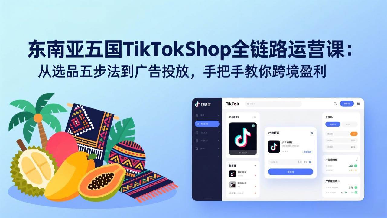 （17511期）东南亚五国TikTok Shop全链路运营课：从选品五步法到广告投放，手把手教你跨境盈利-网亿资源平台