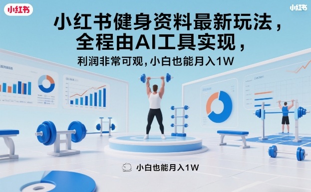 小红书健身资料最新玩法,全程由AI工具实现,利润非常可观,小白也能月入1W+【揭秘】-邪修侠 - 演示