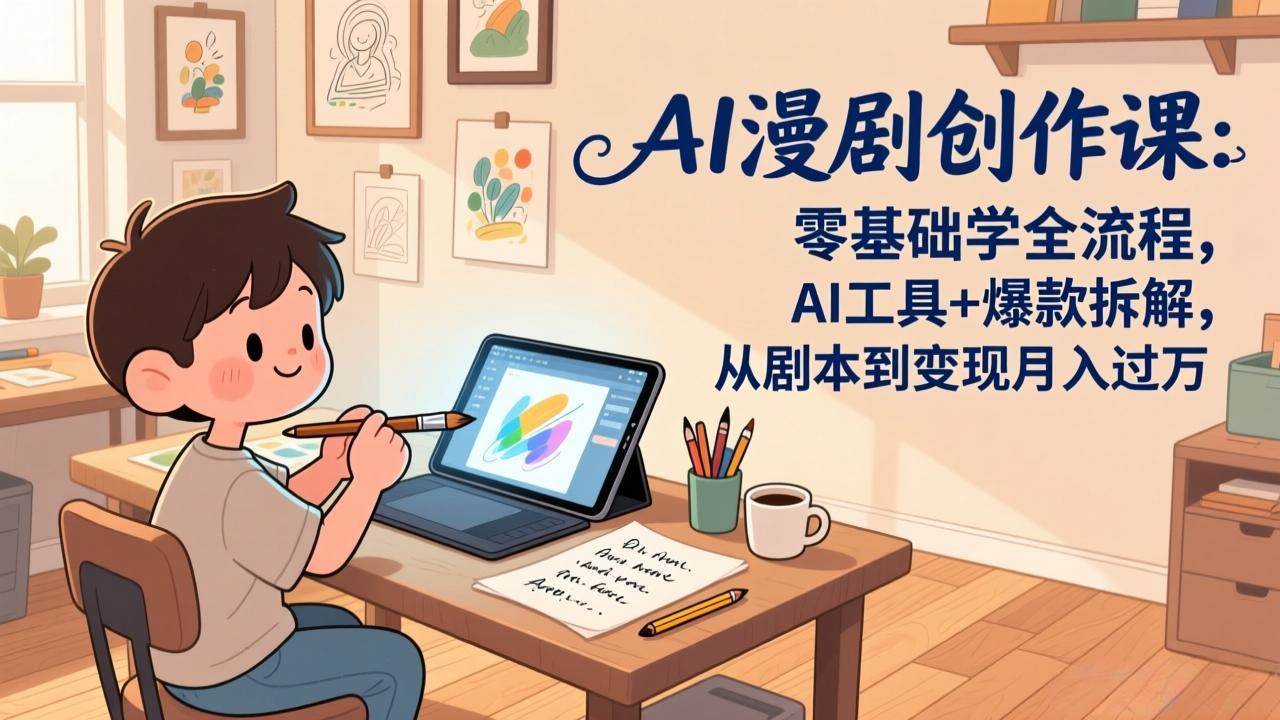 （17519期）AI漫剧创作课：零基础学全流程，AI工具+爆款拆解，从剧本到变现月入过万-网亿资源平台
