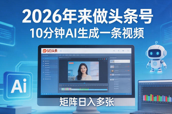 2026年来做头条号，10分钟AI生成一条视频，矩阵日入多张-邪修侠 - 演示