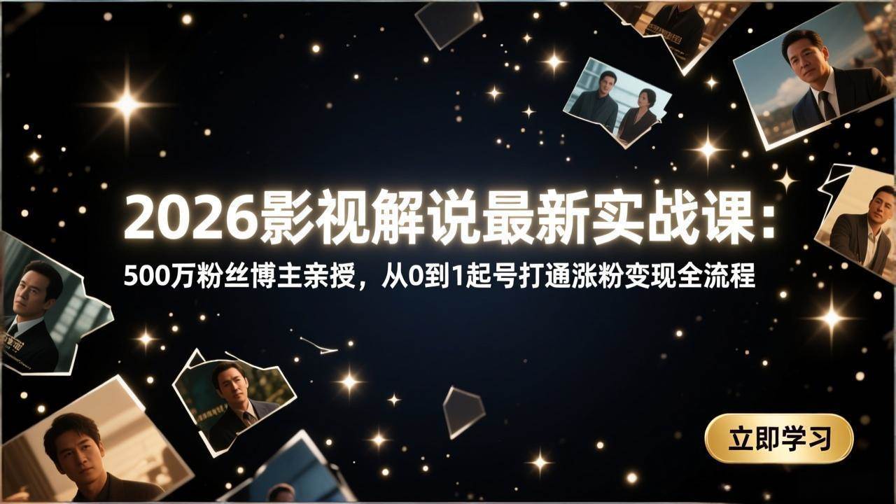 （17530期）2026影视解说最新实战课：500万粉丝博主亲授，从0到1起号打通涨粉变现全流程-网亿资源平台