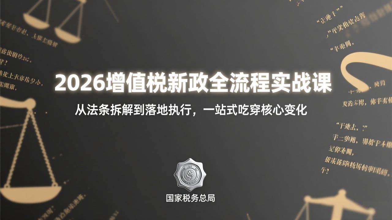 （17529期）2026增值税新政全流程实战课：从法条拆解到落地执行，一站式吃透核心变化-网亿资源平台